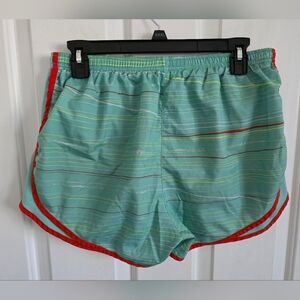 Nike Dri-Fit Women’s Running Shorts Medium Teal Striped Athletic